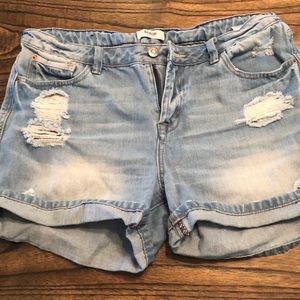 High waisted jean shorts.